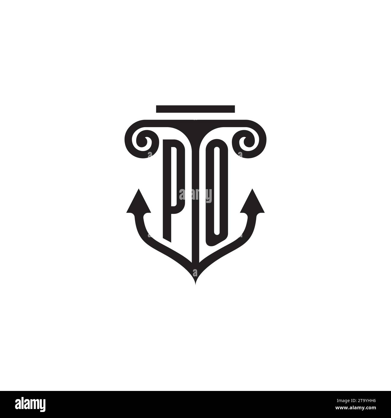 Po-Säule und Ankerkombination Concept Logo in hochwertigem Design Stock Vektor