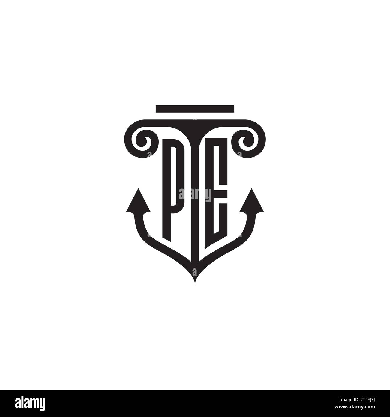 Logo aus PE-Säule und Anker-Kombination in hochwertigem Design Stock Vektor