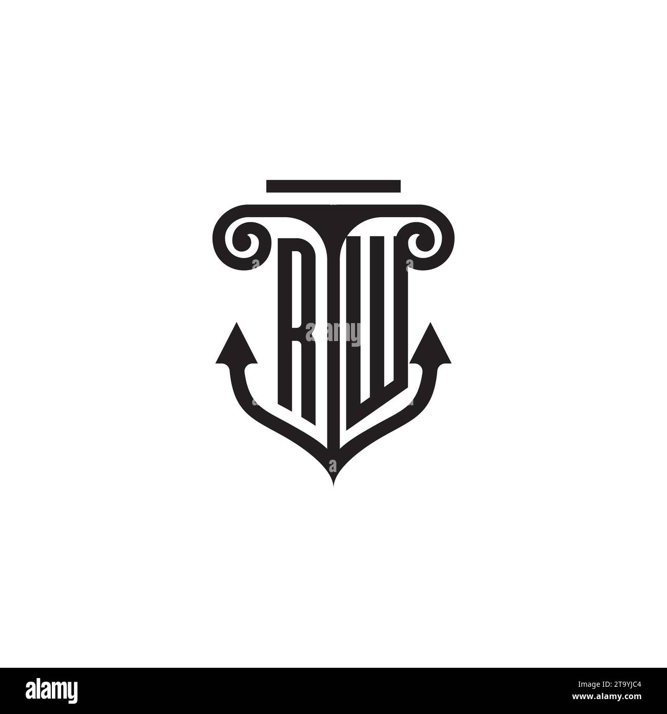 RW-Säule und Ankerkombination Concept Logo in hochwertigem Design Stock Vektor