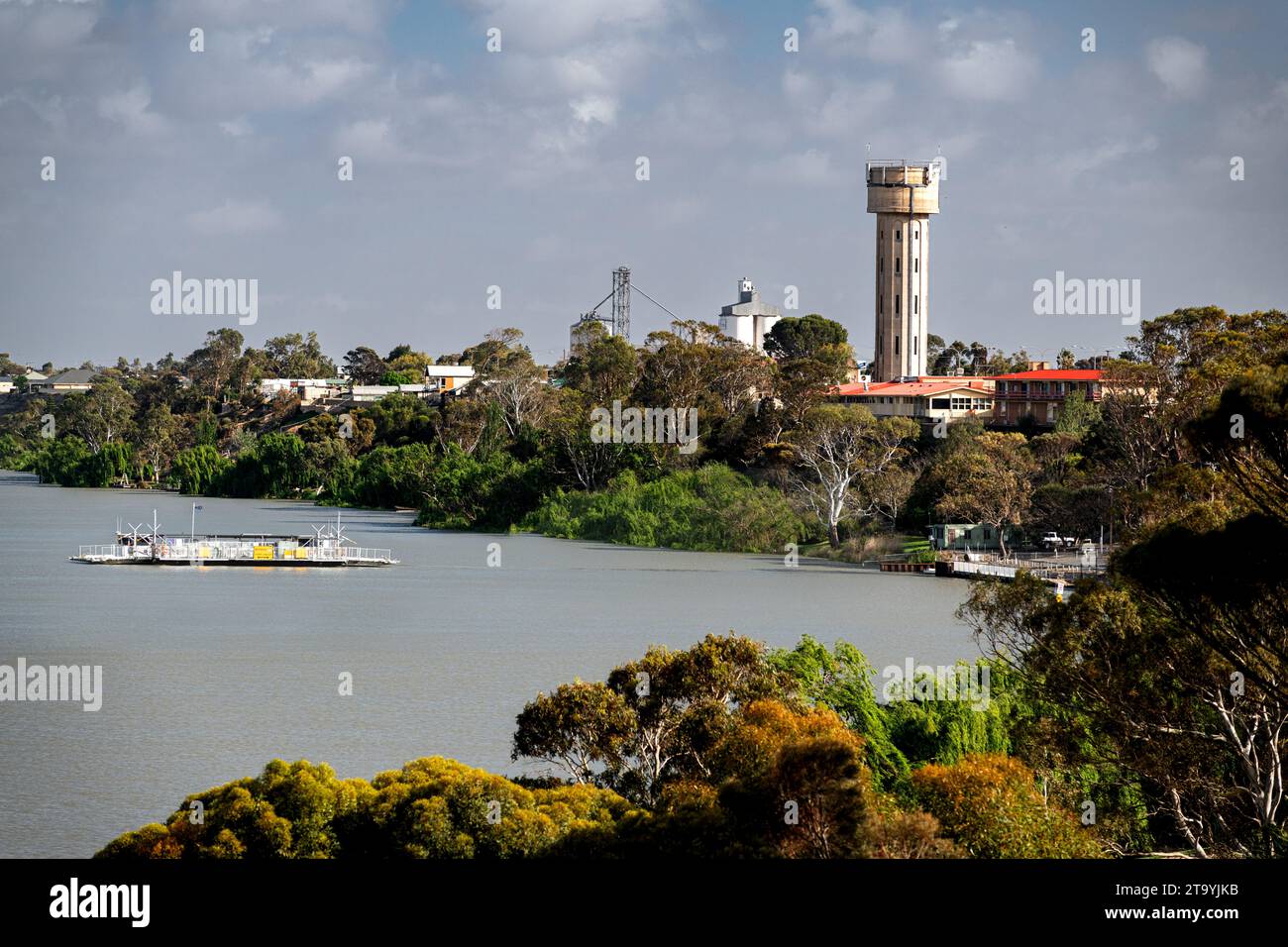 Die Seilfähre überquert den Murray River in Tailem Bend. Stockfoto