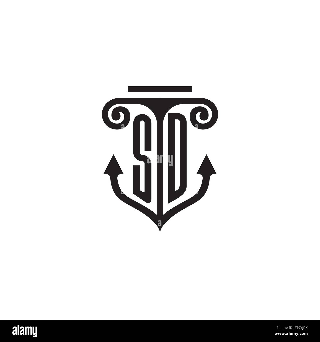 Design-Logo mit SD-Säule und Ankerkombination in hochwertigem Design Stock Vektor