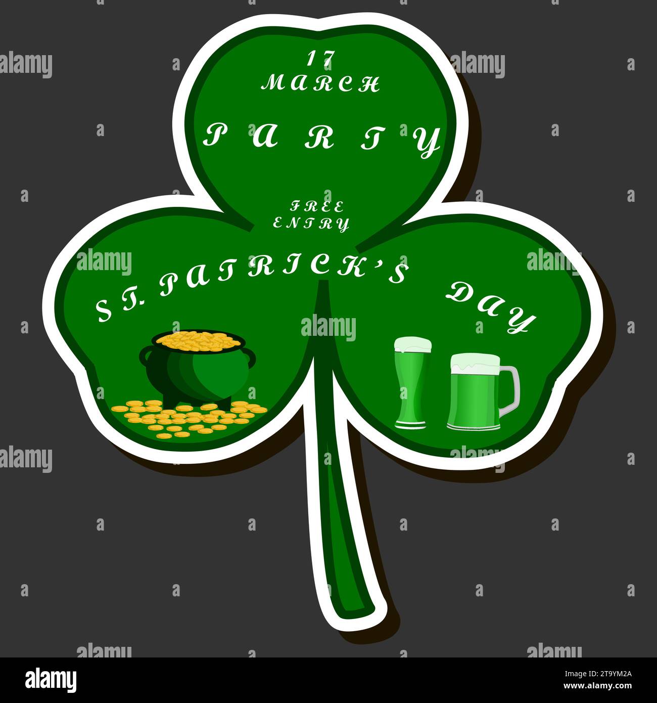 Schöne Farbillustration zum Thema des Feierns des jährlichen Feiertags St. Patrick's Day Stock Vektor