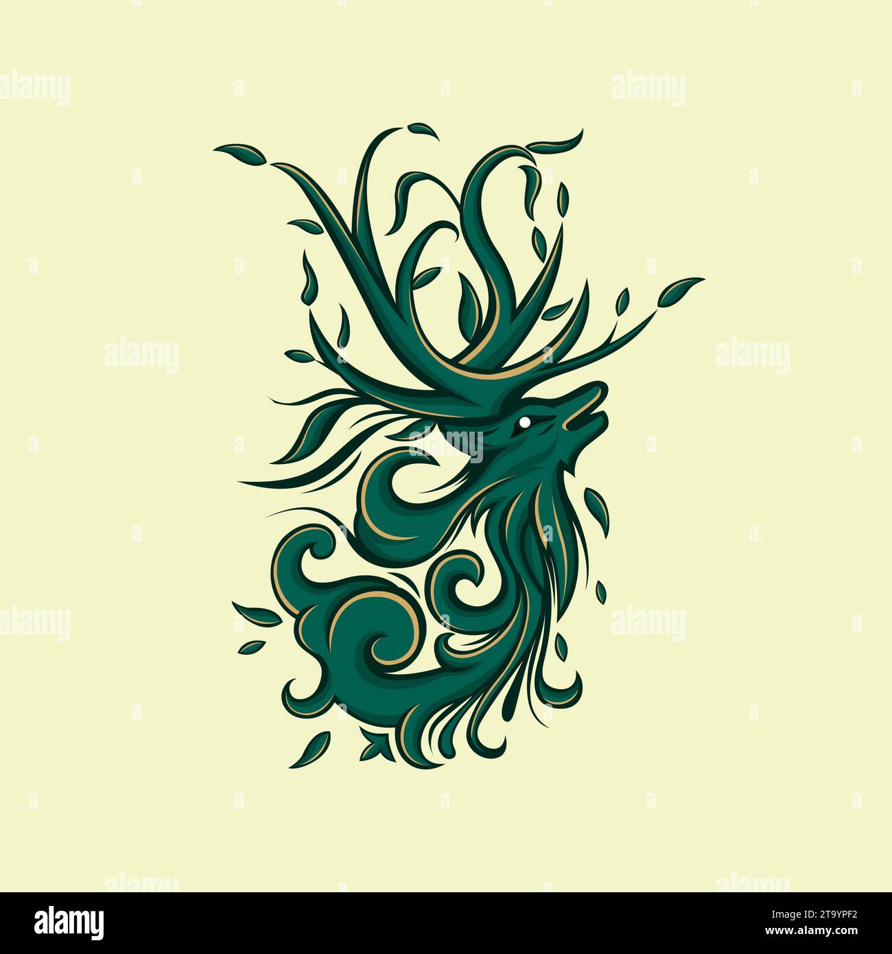 Wild Growth Nature Logo. Illustration Des Hirsch-Vektors Stock Vektor