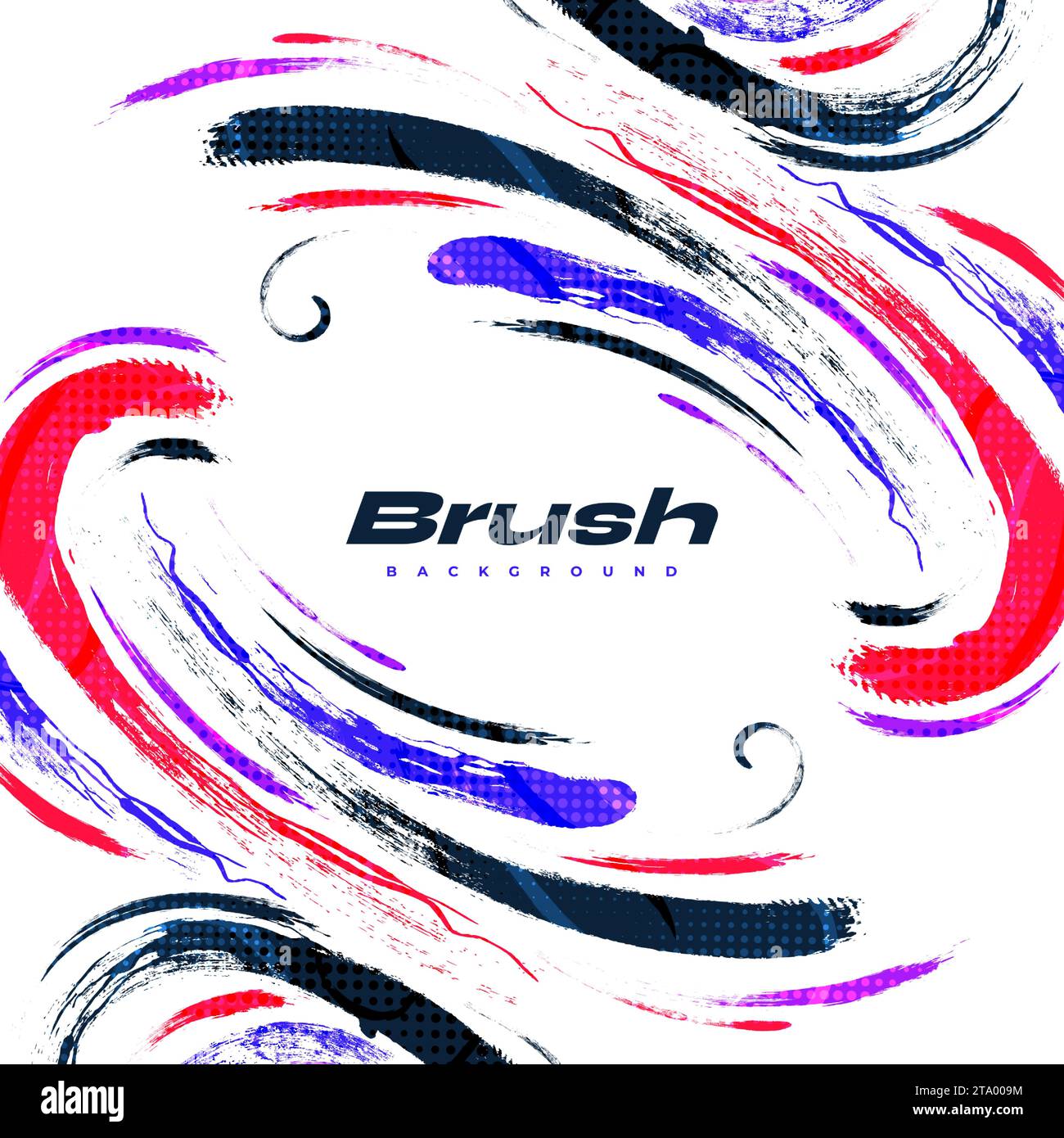 Abstrakter und farbenfroher Pinsel-Hintergrund mit Halbtoneffekt. Sportbanner. Abbildung Pinselstrich. Scratch- und Texturelemente für die Konstruktion Stock Vektor