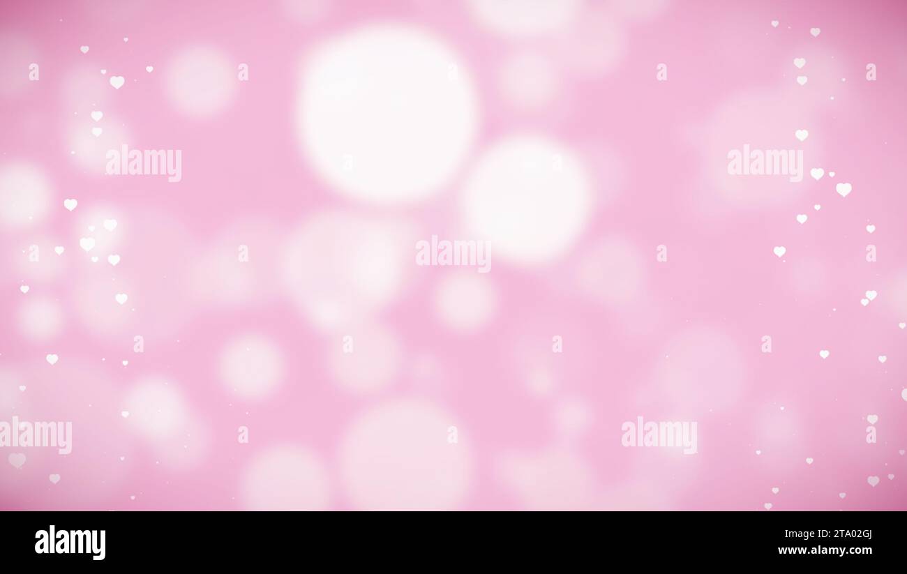 Rosa und weißes Bokeh Herz auf weißem Herzen Formen Hintergrund mit Partikeln glitzern Glitzer, valentinstag und Liebe Hochzeit Hochzeit Feiertag Ereignis festlich, Beziehungskonzept Stockfoto