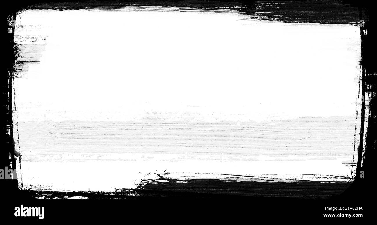 Abstrakter Pinselstrich schwarz-weißer Übergangshintergrund, Illustration von Farbspritzern mit Alphakanal Stockfoto