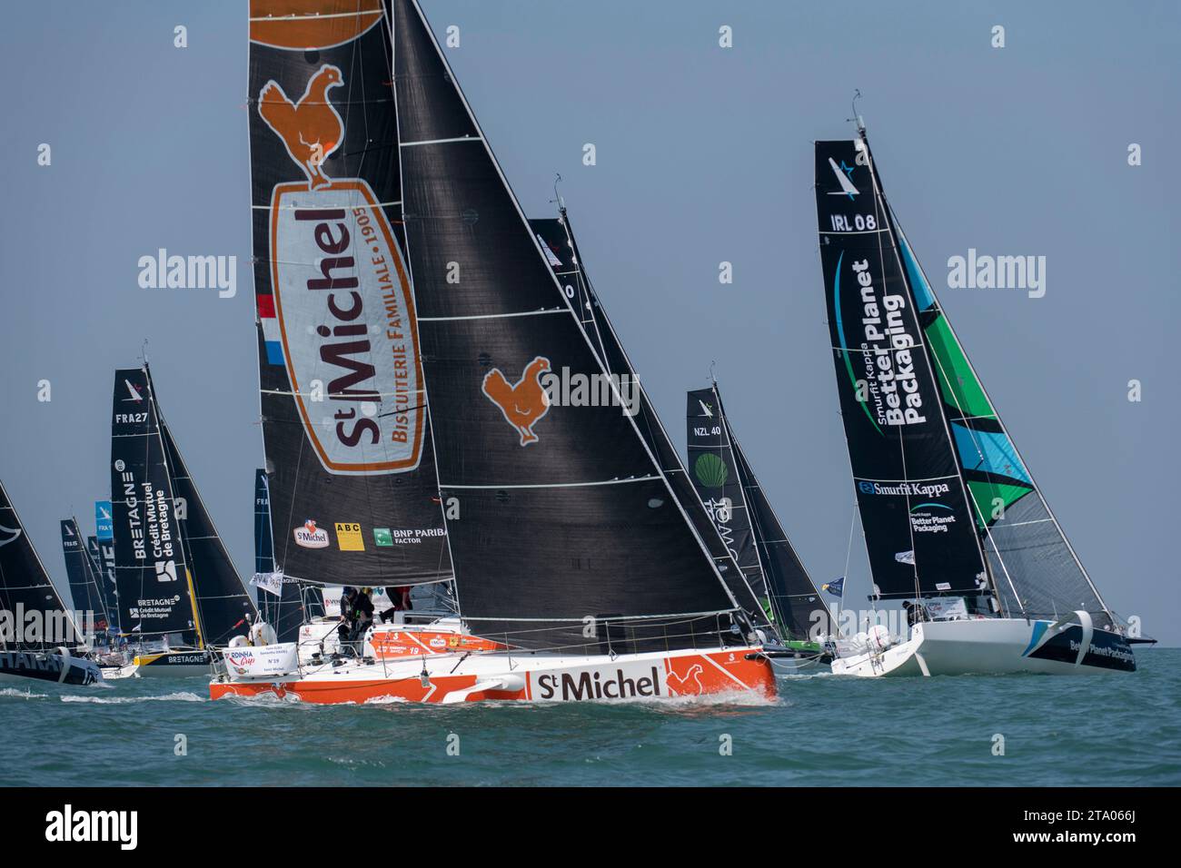 Starten Sie die Flottenklasse Figaro Beneteau 3, Yann ELIèS / Samantha DAVIES (SAINT MICHEL) während des Sardinha Cup 2019, Stage 3 am 11. April 2019 in Saint-Gilles Croix de Vie, Frankreich - Foto Olivier Blanchet / DPPI Stockfoto