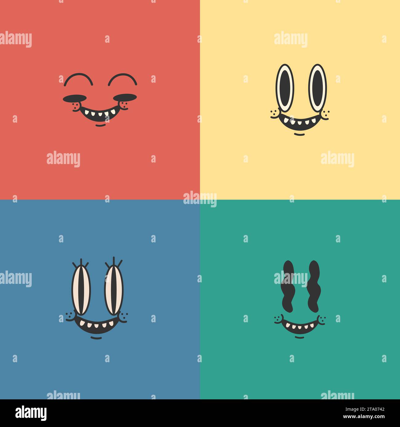 Geometrisches Cartoon-Muster im Retro-Stil, Druck Stock Vektor