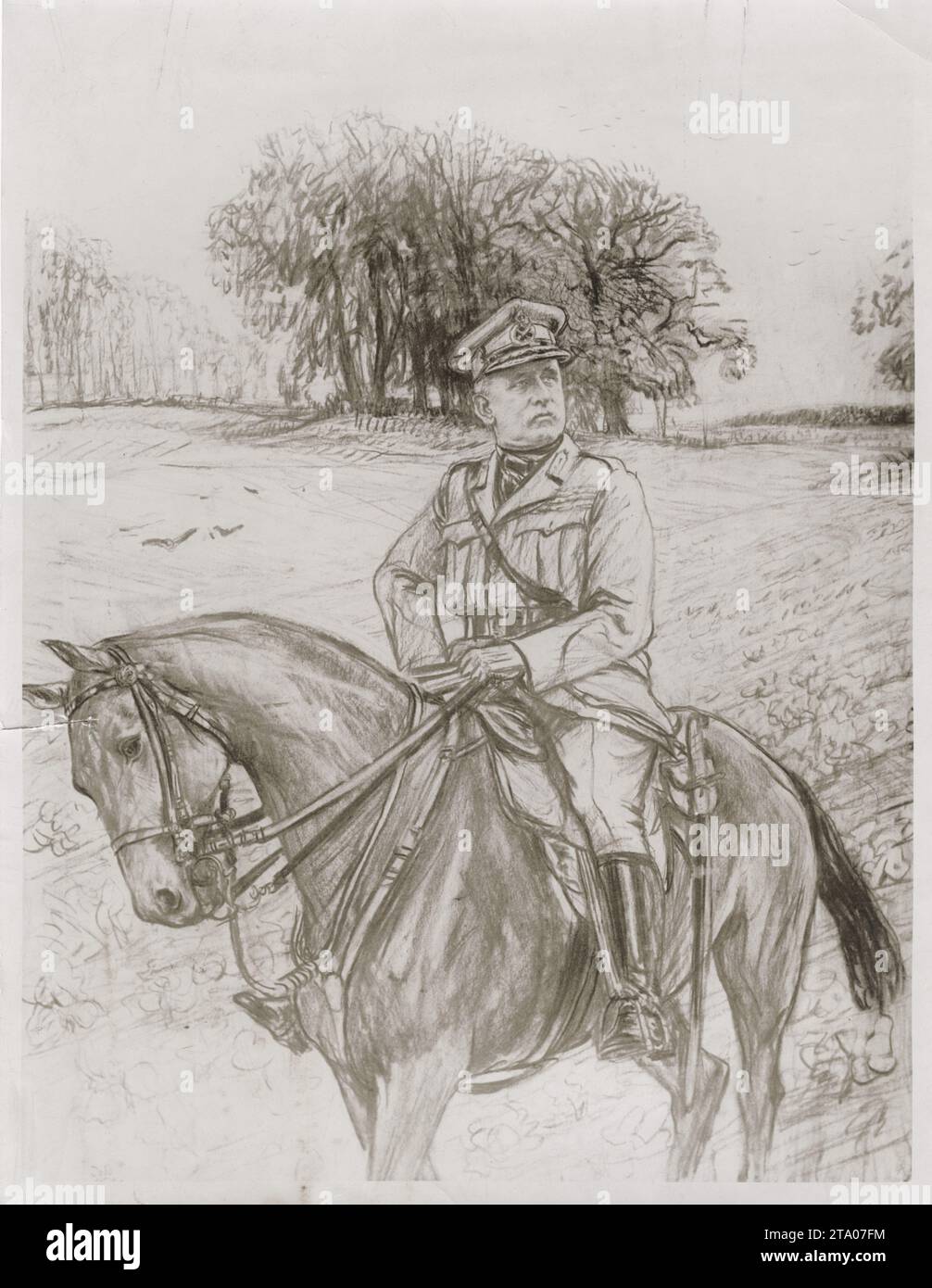 1. Weltkrieg – Zeichnung von Francis Dodd vom Feldmarschall Lord French, um den 3. Jahrestag der Schlacht von Ypern 31/10/14 zu feiern Stockfoto