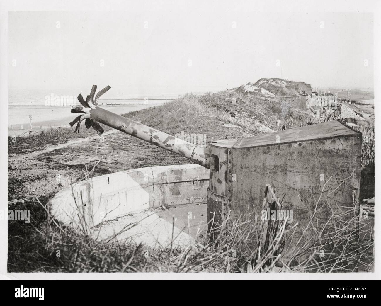 1. Weltkrieg: Küstenverteidigungsgewehr in Zeebrugge, Belgien Stockfoto