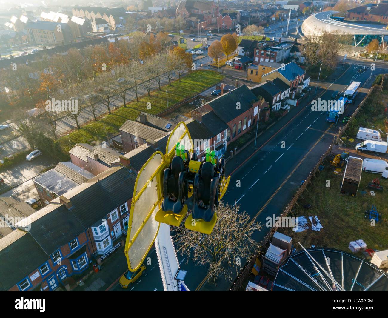 Stoke on Trent, Winter Wonderland Aerial Drone Birdseye View DJI Mini 4 Pro, Top-Qualität Stockfoto