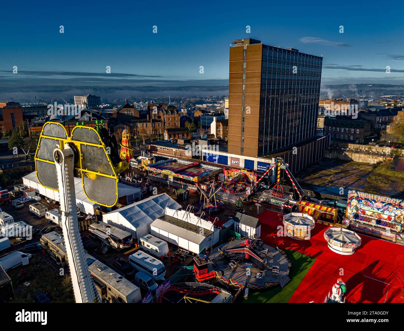 Stoke on Trent, Winter Wonderland Aerial Drone Birdseye View DJI Mini 4 Pro, Top-Qualität Stockfoto