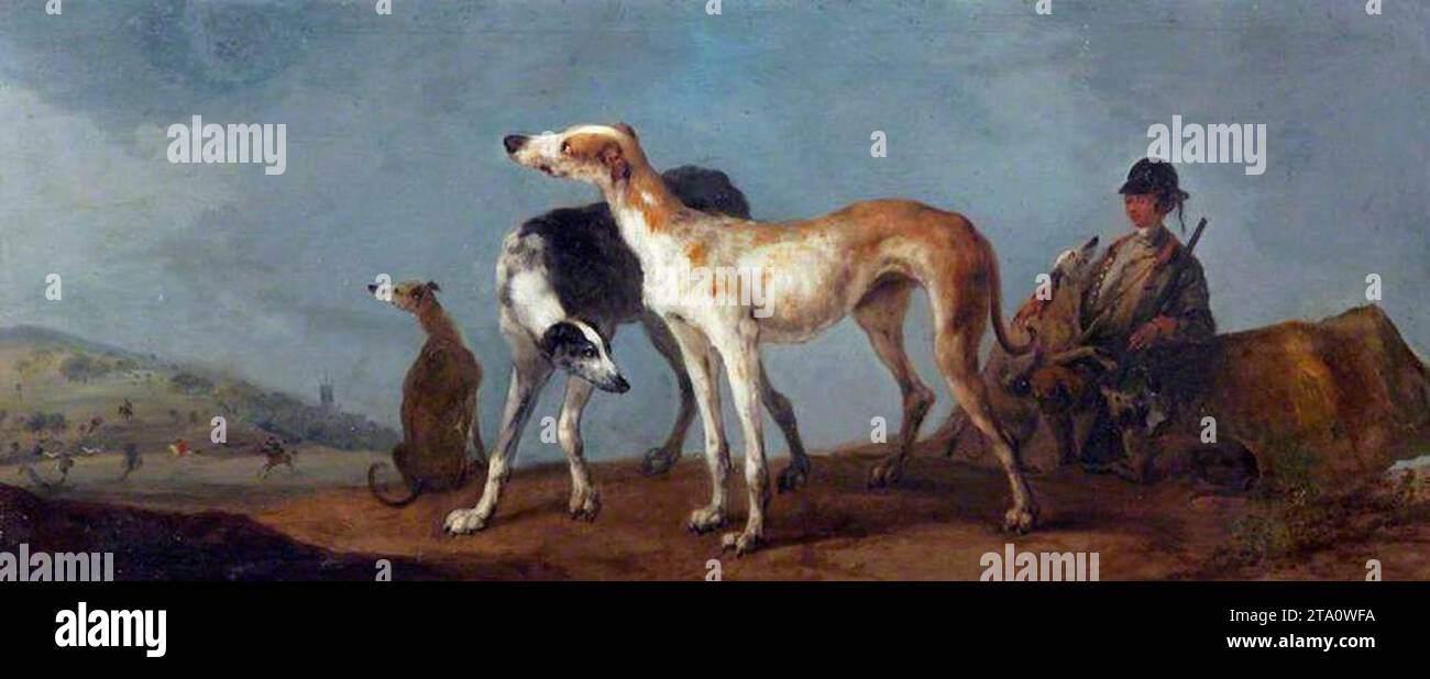 Three Hounds with Sportsman, A Hunt to the Left 1734 von Peter Tillemans Stockfoto