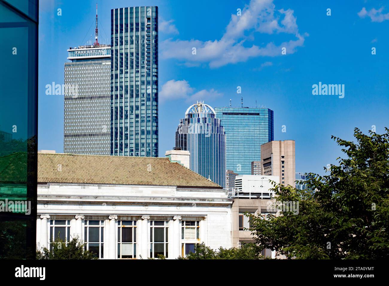 Blick vom Museum of Fine Art auf einige Hochhäuser in Boston Stockfoto
