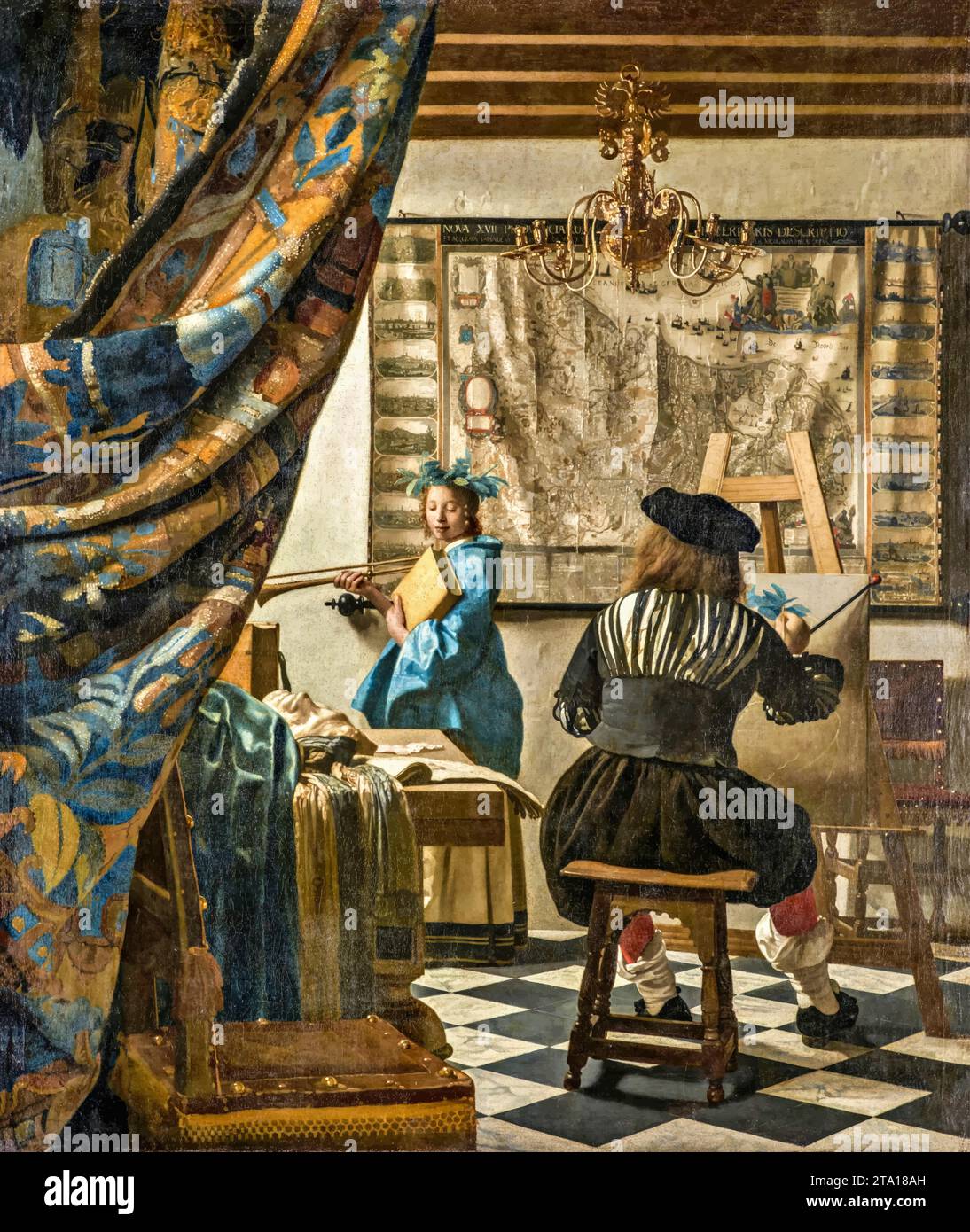 The Artist's Atelier, ca. 1665-66 (Gemälde) des Künstlers Vermeer, Jan (Johannes) (1632-75) / Niederländisch. Stock Vektor