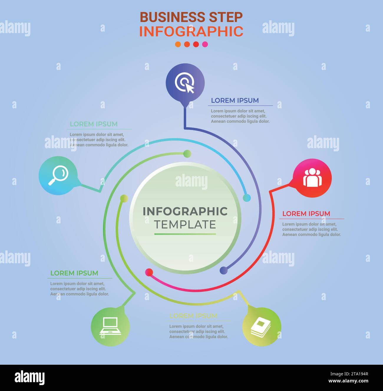 Infografik-Design-Vektor und Marketing-Symbole können für Workflow-Layout, Diagramm und Jahresbericht verwendet werden. Geschäftskonzept mit 3, 4, 5; 6, 7 und 8 Schritten. Stock Vektor