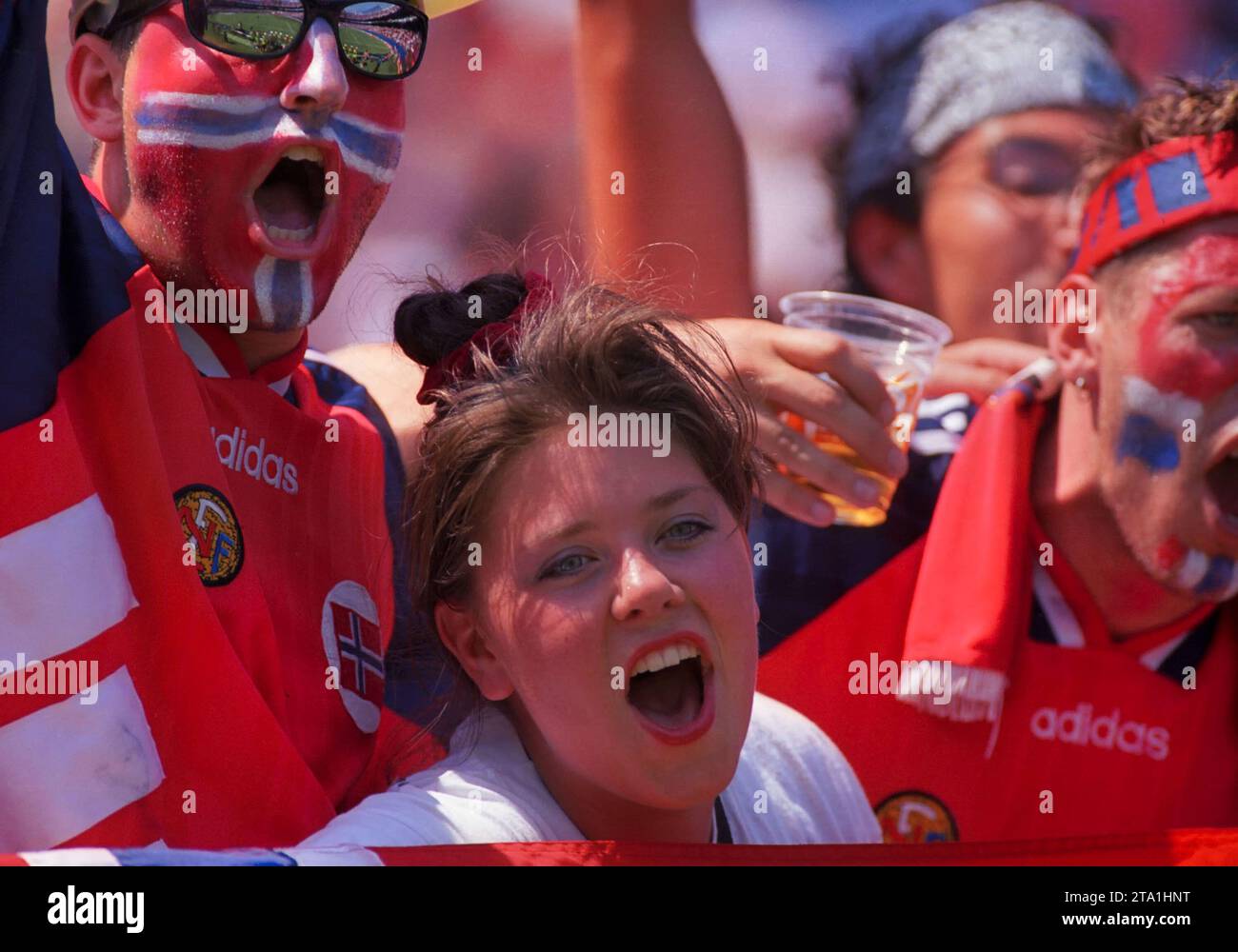 Norwegische Fußballfans bei der Weltmeisterschaft 1994 Stockfoto