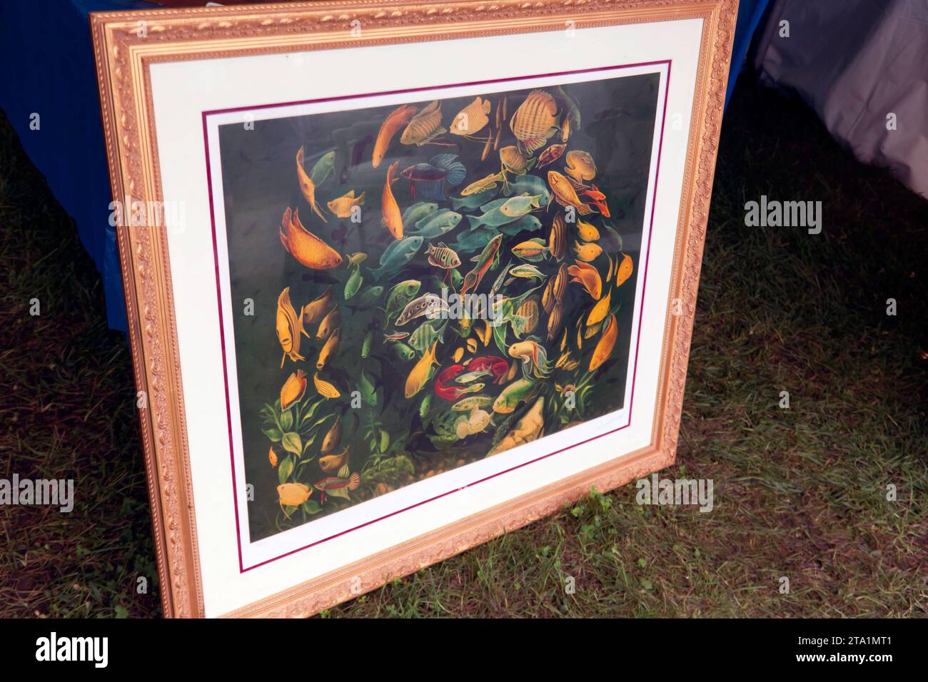 Ein Druck von Marylin Munro aus Fisch, auf dem Brimfield Flea Market, Hampden County, Massachusetts, Stockfoto