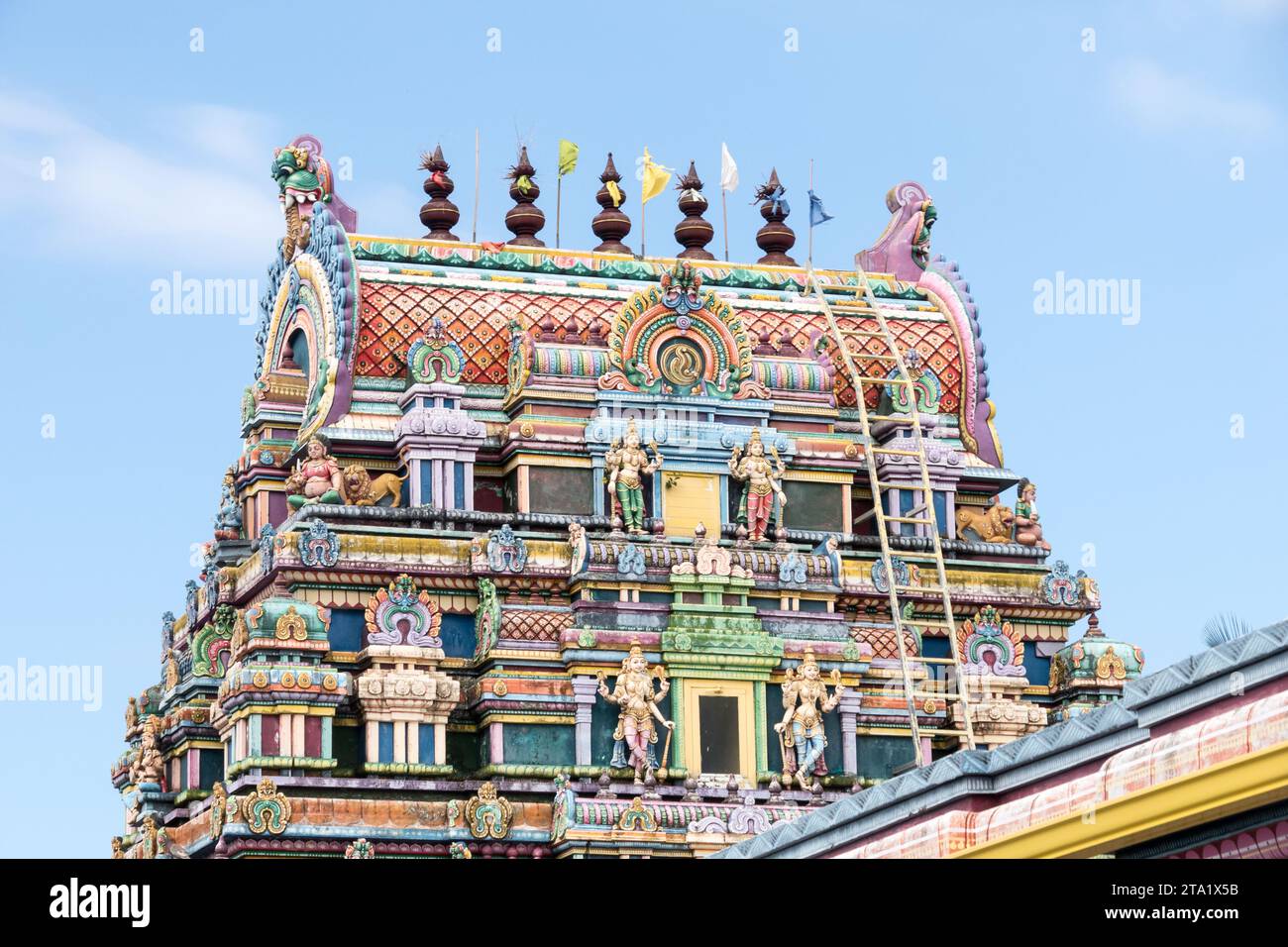 Hindu-Tempel des Petit Bazar, Chemin de la Chapelle, Saint-André 97440, Réunion, Frankreich. Stockfoto