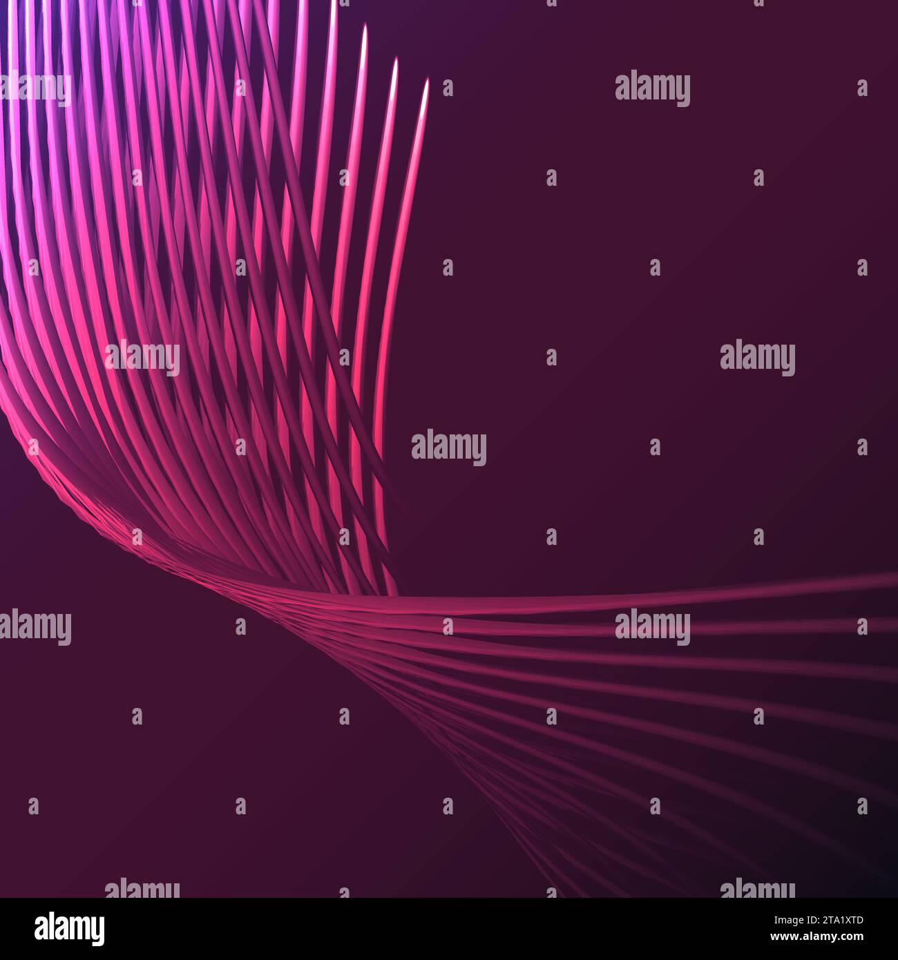 Wunderschönes violettes Pink abstrakte magische Energie elektrische Spirale verdrehtes kosmisches Feuer Gitter aus Linien, Streifen, Stöcken, Stangen von brillantem Leuchten auf einem P. Stock Vektor