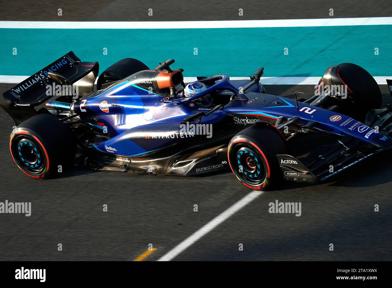 28. November 2023, Yas Marina Circuit, Abu Dhabi, Formel 1 Abu Dhabi Test 2023, im Bild Logan Sargeant (USA), Williams Racing Stockfoto