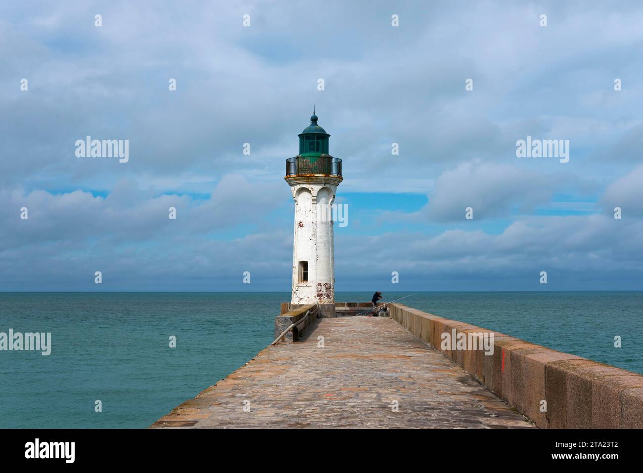 Leuchtturm, Saint-Valery-en-Caux, seine-Maritime, Alabasterküste, Normandie, Englischer Kanal, Frankreich Stockfoto