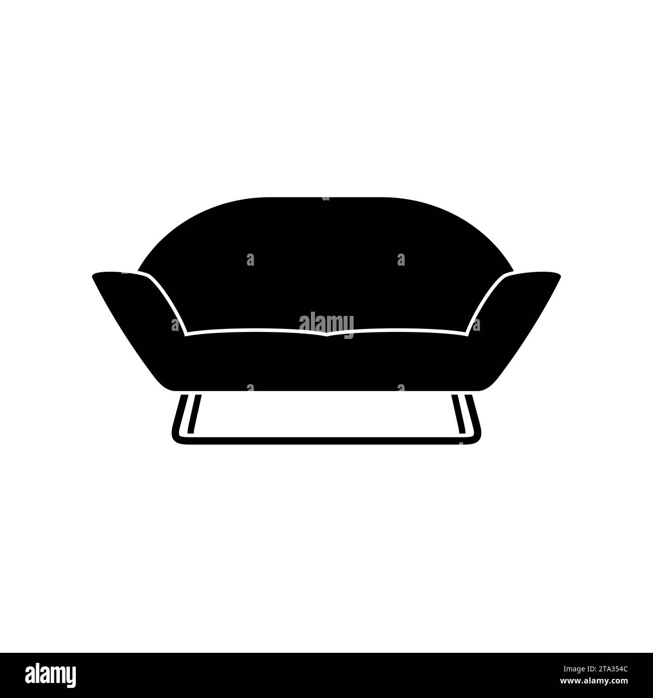 Stilvolles, komfortables Sofa-Symbol isoliert auf weißem Hintergrund. Couch-Innenraum eines Wohnzimmers oder Büros. Weiche Möbel zum Ausruhen und Entspannen zu Hause. Stock Vektor