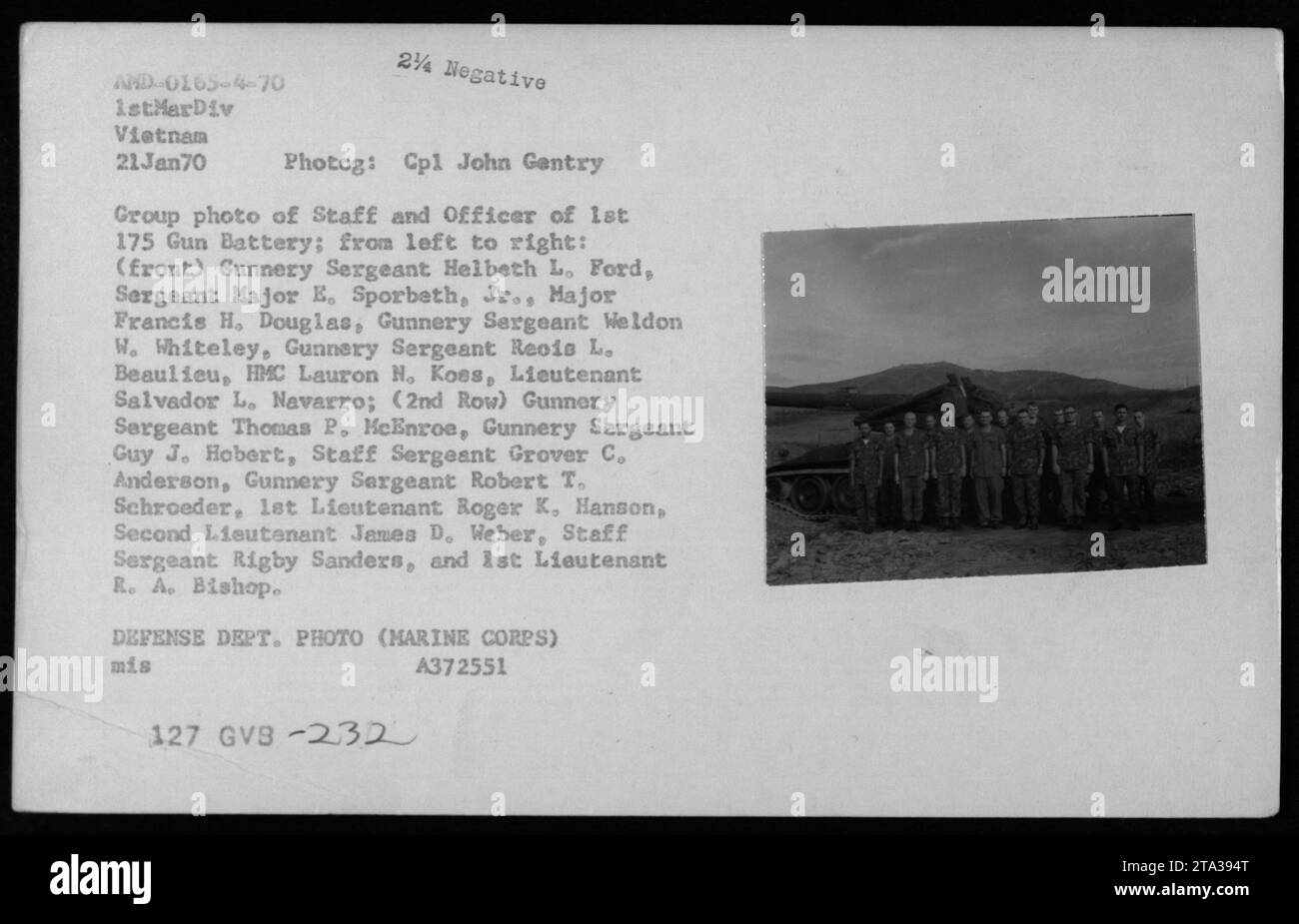 Gruppenfoto von Mitarbeitern und Offizieren der 1. 175 Gun Battery in