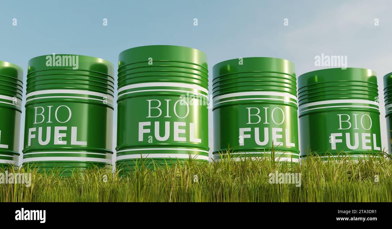 E-Fuel, Bio Fuel, Green Fuel in a Fass Stockfoto
