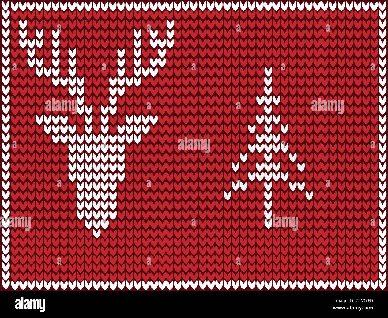 Rentier Baum Liebe hässlicher Pullover Weihnachtsgrußkarte X-MAS Happy New Year Vektor Illustration gestrickter Hintergrund Stock Vektor
