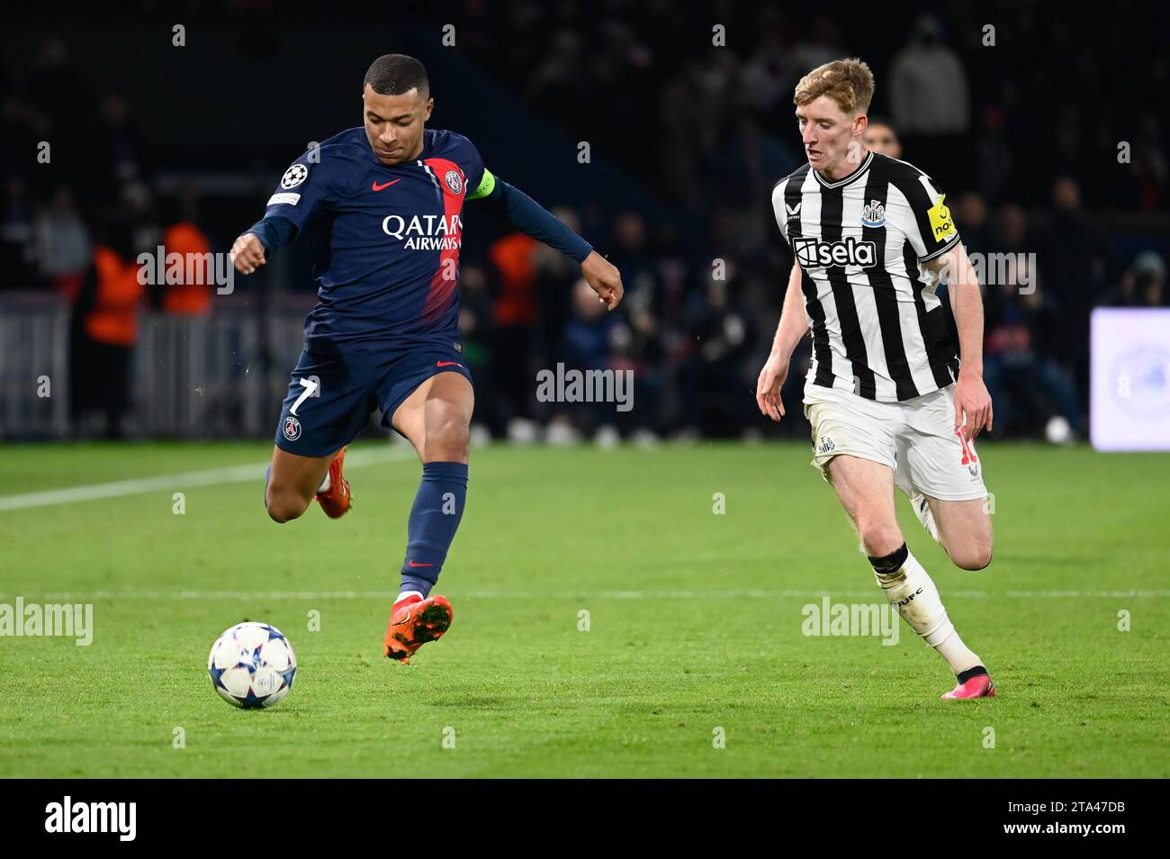 Paris, Frankreich. November 2023. © Julien Mattia/Le Pictorium/MAXPPP - Paris 28/11/2023 Kylian Mbappe lors du match retour du groupe F de la Ligue des Champions, entre le PSG et Newcastle United, au Parc de Princes, le 28 Novembre 2023. Quelle: MAXPPP/Alamy Live News Stockfoto