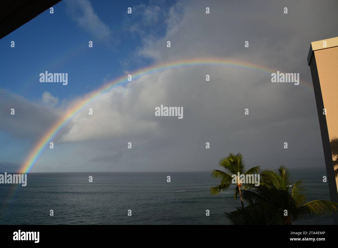 Rainbow am Strand auf Maui Hawaii USA Stockfoto