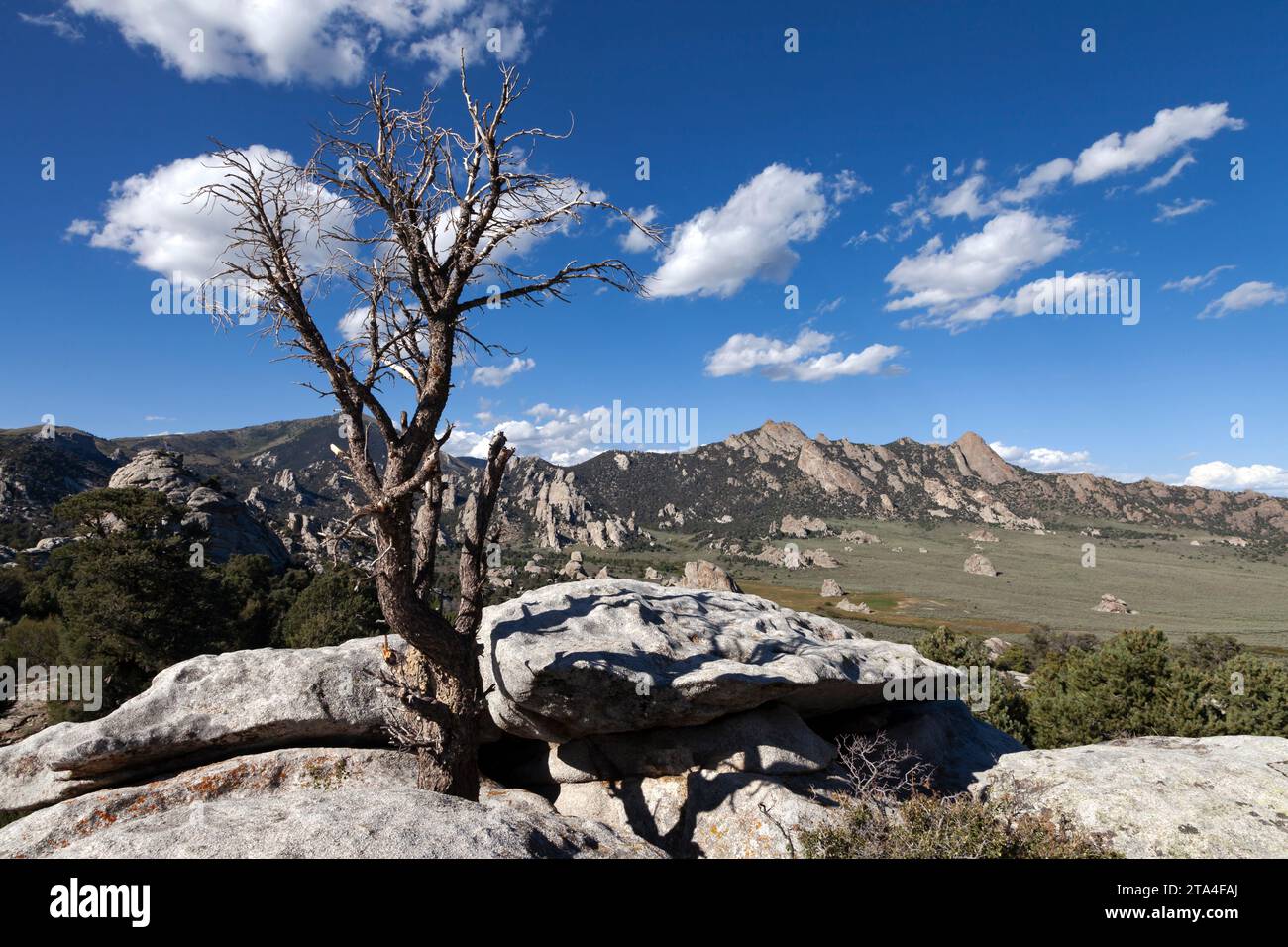 Das City of Rocks National Reserve in Idaho war einst die Heimat der Shoshone und Bannock. Später war City of Rocks ein Zwischenstopp für Waggonzüge t Stockfoto