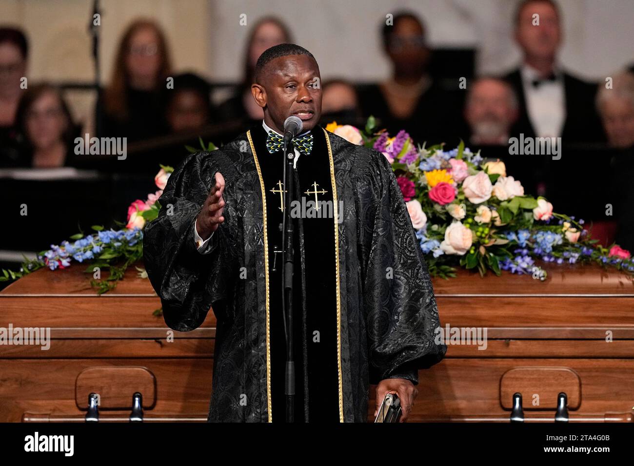 Atlanta, Usa. November 2023. Pastor Tony Lowden spricht am Dienstag, den 28. November 2023, in Atlanta, Georgia bei einer Ehrung für die ehemalige First Lady Rosalynn Carter in der Glenn Memorial Church der Emory University. Pool Foto von Brynn Anderson/UPI Credit: UPI/Alamy Live News Stockfoto