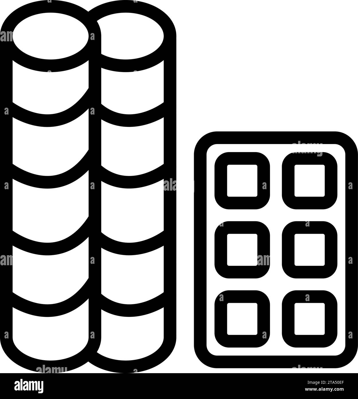 Konturvektor des Symbols „Wafer Biscuit“. Bäckerei Süßwaren. Gebackene knusprige Sticks Stock Vektor