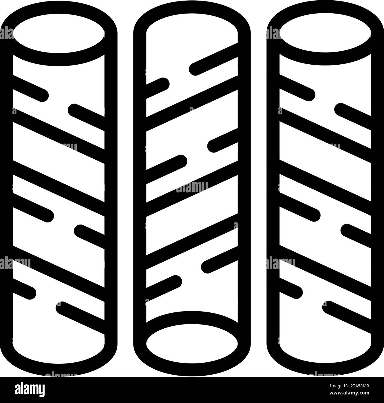 Flaschenwaferwalzen Symbol Konturvektor. Sugar Sticks Dessert. Bäckerei dünner Teig Stock Vektor