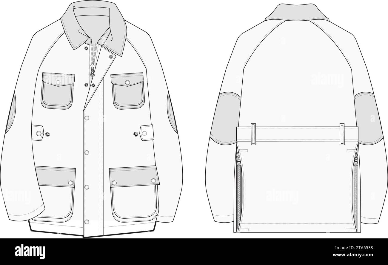 Jagd Field Taschenjacke Design Vektorvorlage Stock Vektor