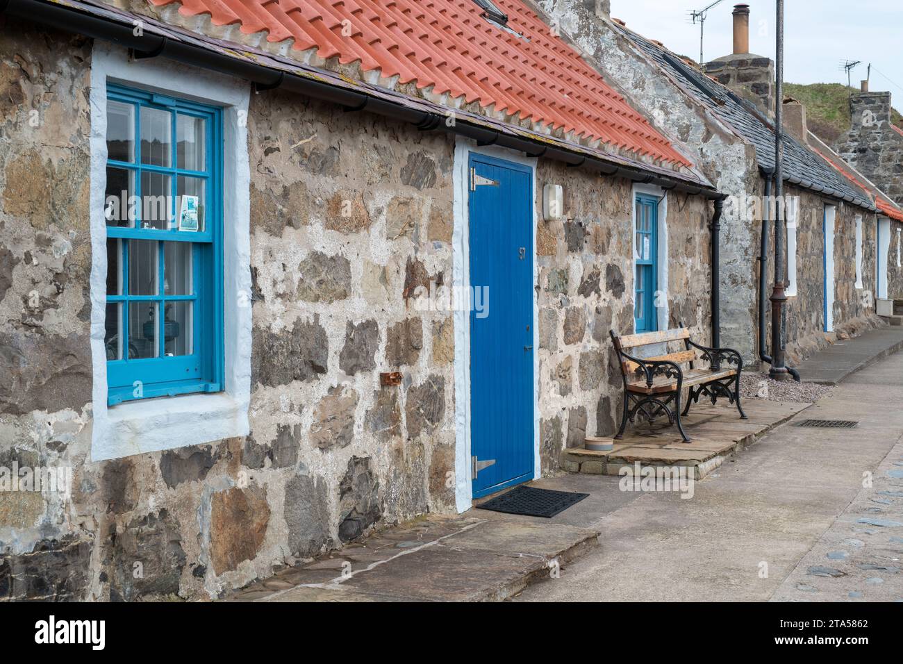 Cottages in Crovie. Aberdeenshire, Schottland Stockfoto