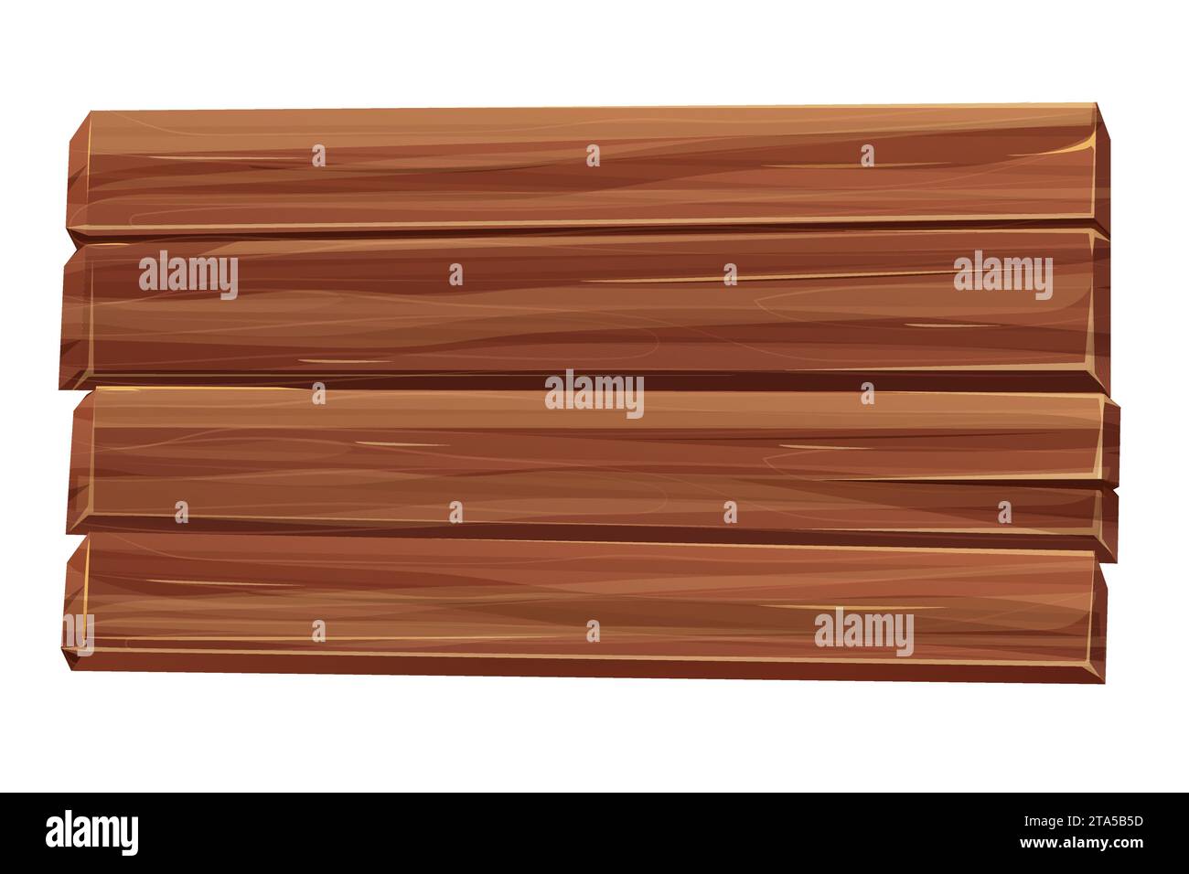 Holzplanke, rustikaler Holzrahmen im Cartoon-Stil isoliert auf weißem Hintergrund. Panel, Platte, ui-Spieldesign. Strukturiertes Holz. Vektorabbildung Stock Vektor