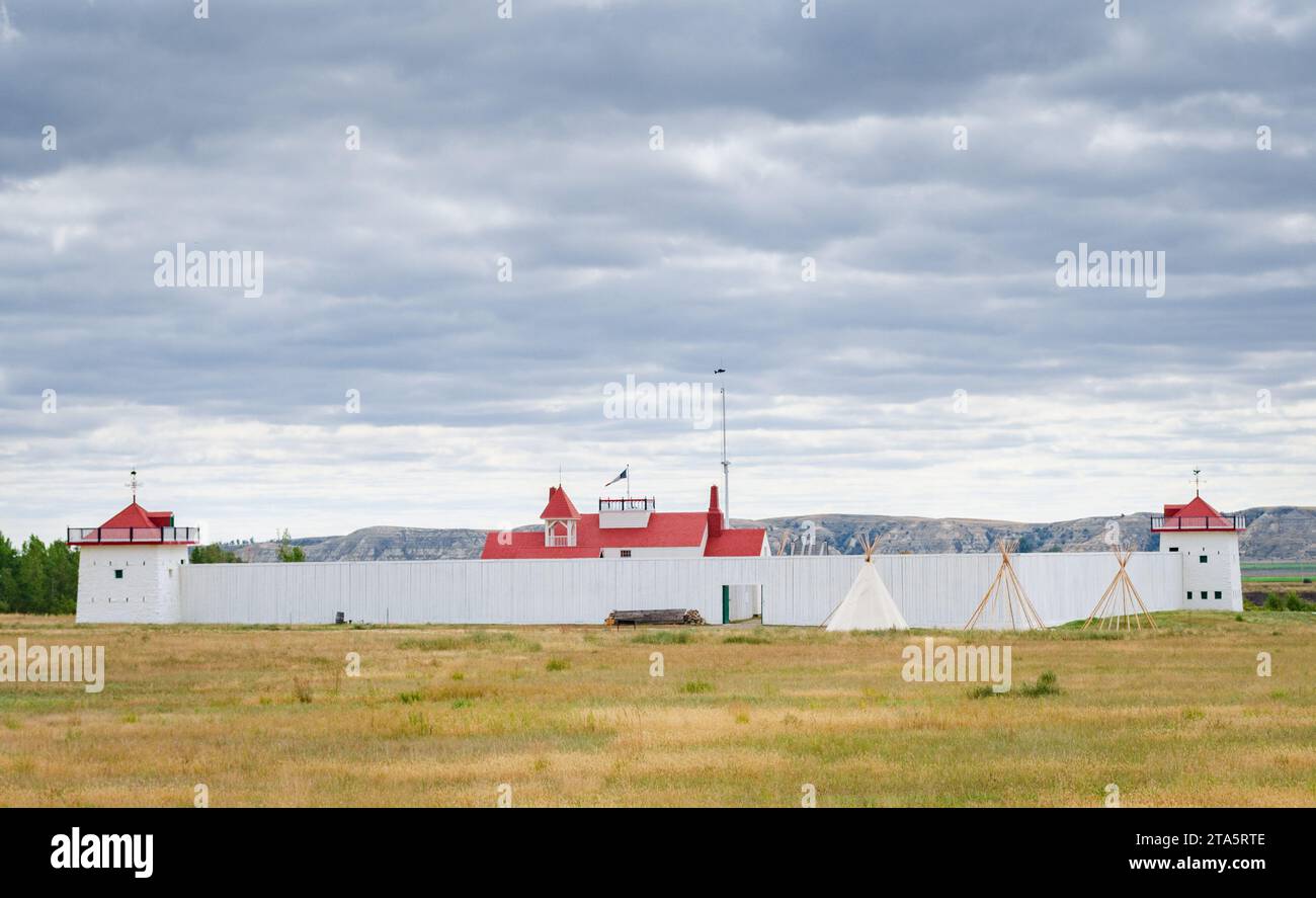 Fort Union Trading Post National Historic Site, teilweise Rekonstruktion des berühmten Pelzhandelspostens am Upper Missouri River Stockfoto