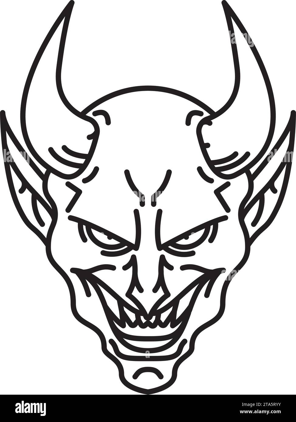 Devil Face Vektorlinie Symbol für Be Nasty Day am 8. März Stock Vektor