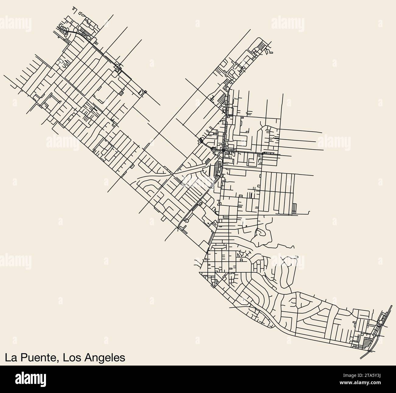 Straßenkarte der STADT LA PUENTE, STADTRAT VON LOS ANGELES Stock Vektor