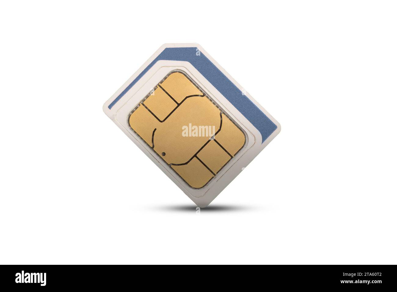Leere Micro-Nano-SIM-Karte isoliert auf weißem Hintergrund Stockfoto