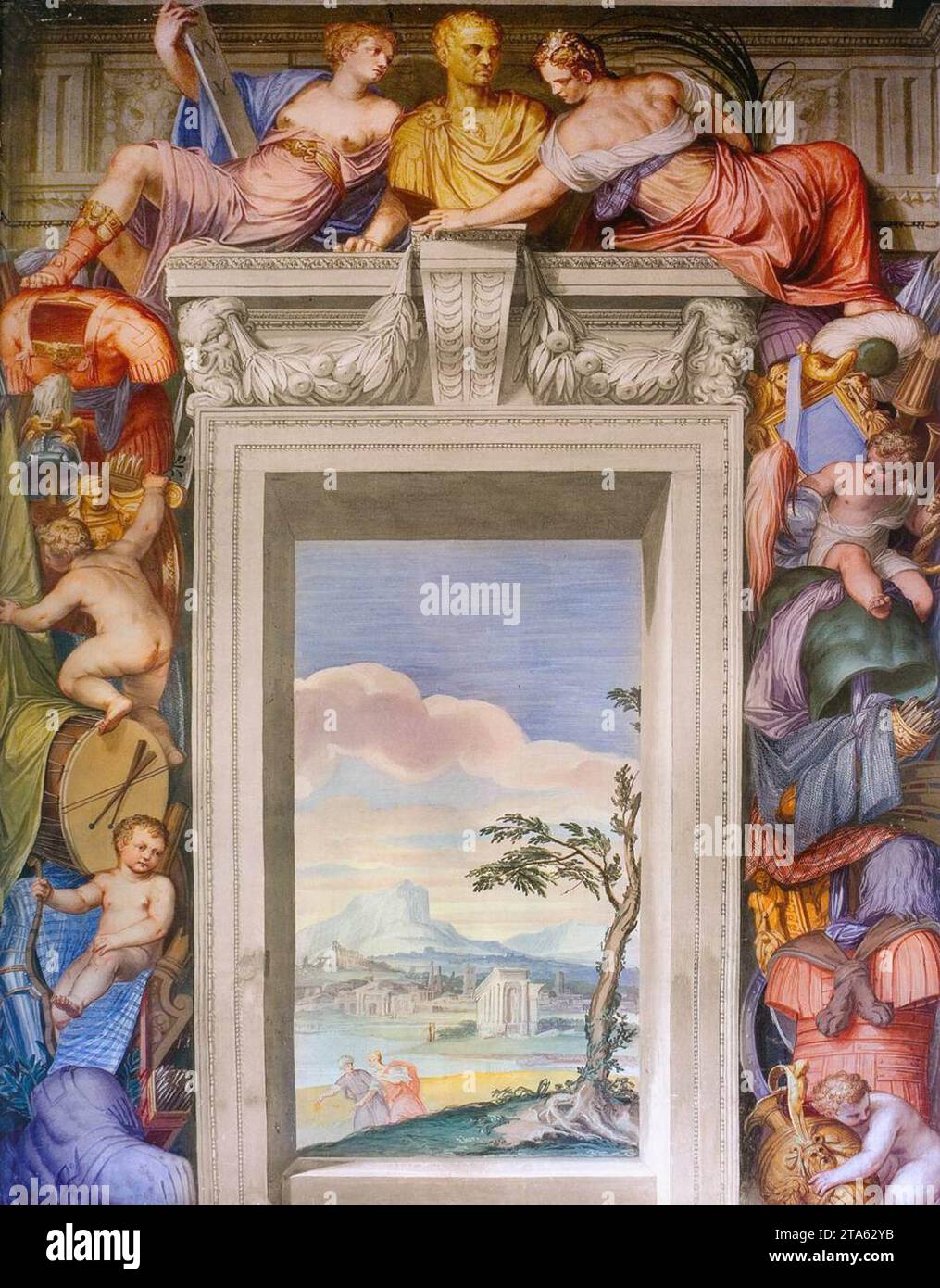 Fresken in der Halle der Künste (Detail) 1561-65 von Giovanni Battista Zelotti Stockfoto