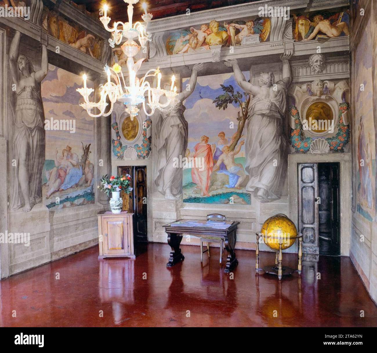 Blick auf den Musensaal 1561-65 von Giovanni Battista Zelotti Stockfoto