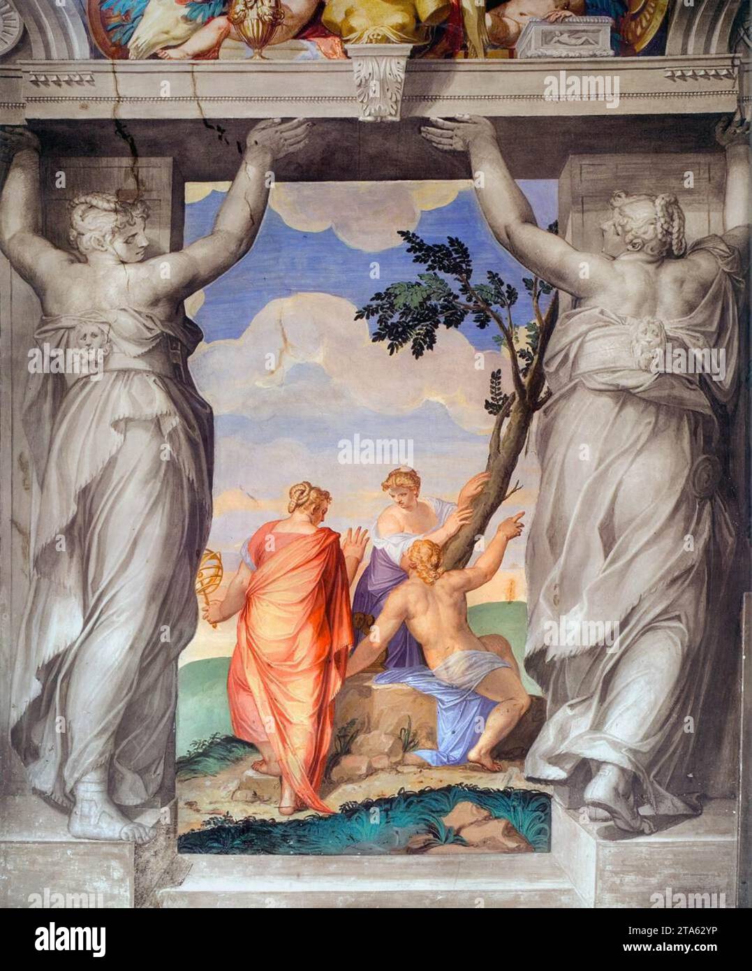Fresken im Musensaal (Detail) 1561-65 von Giovanni Battista Zelotti Stockfoto