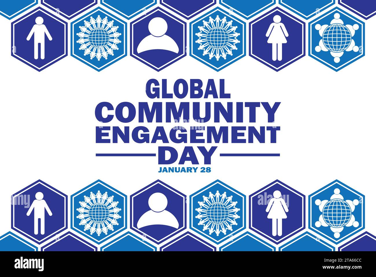 Global Community Engagement Day. Vektorabbildung. Januar: Hintergrund für Poster, Banner, Grußkarte. Stock Vektor