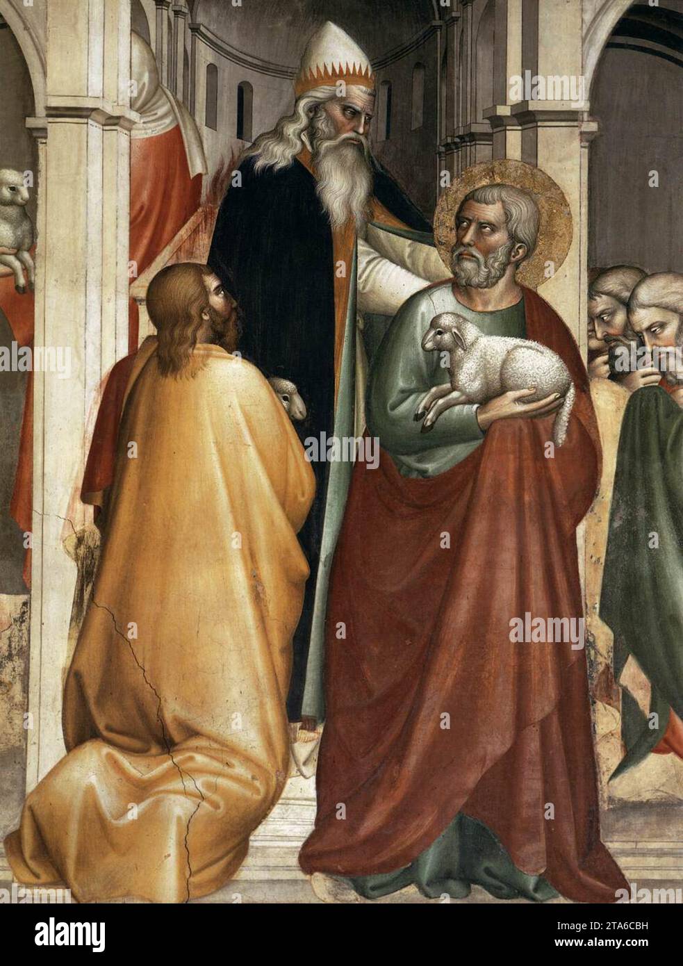 Vertreibung von Joachim aus dem Tempel (Nordwand, Detail) 1365 durch Giovanni da Milano Stockfoto