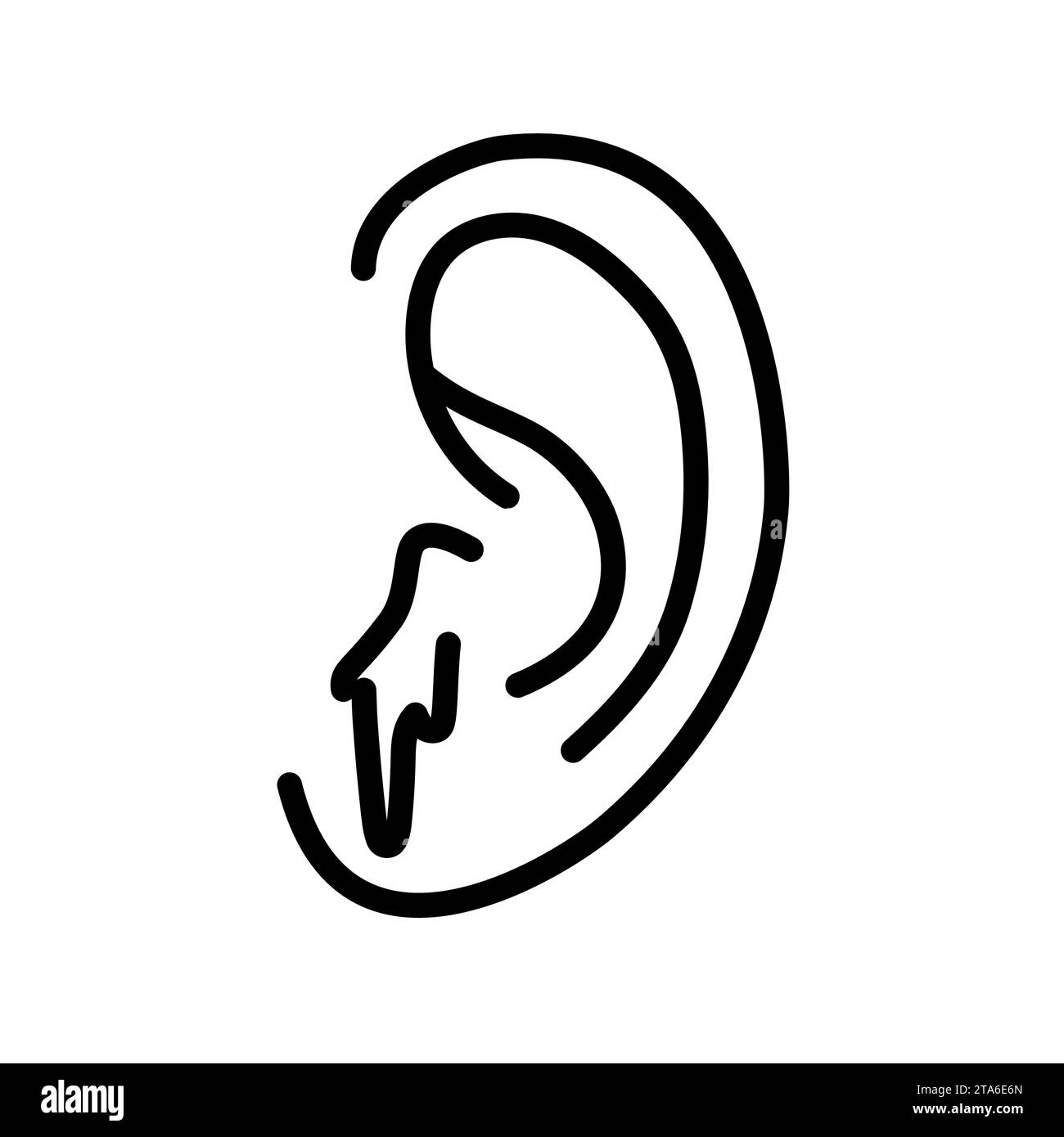 Symbol für Blutung am Ohr mit schwarzer Linie. Verletzungen. Piktogramm für Webseite, mobile App, Werbeaktion. Stock Vektor