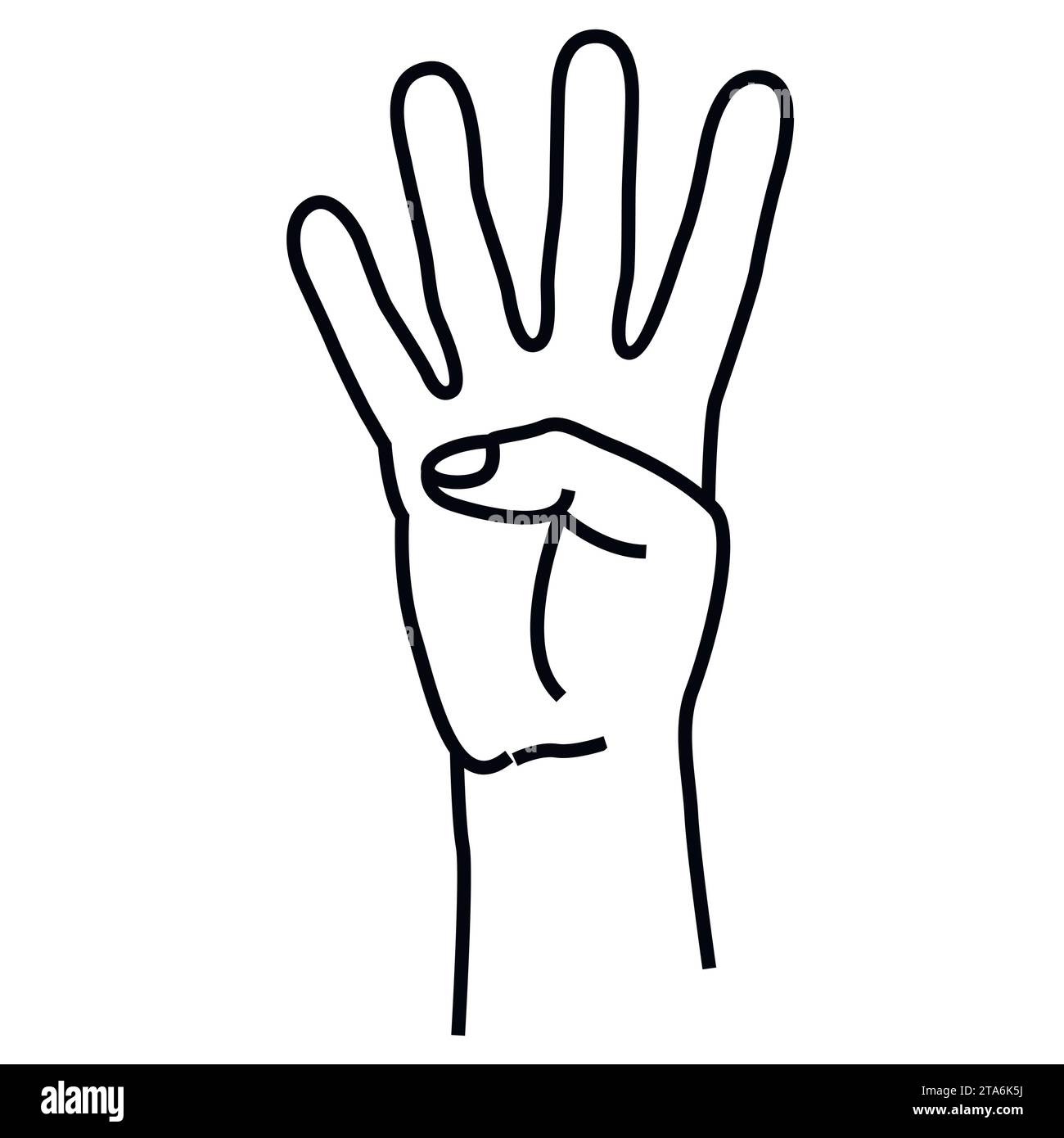 Vier-Finger-Geste in Linienform isoliert auf weißem Hintergrund. Vektorillustartion Stock Vektor
